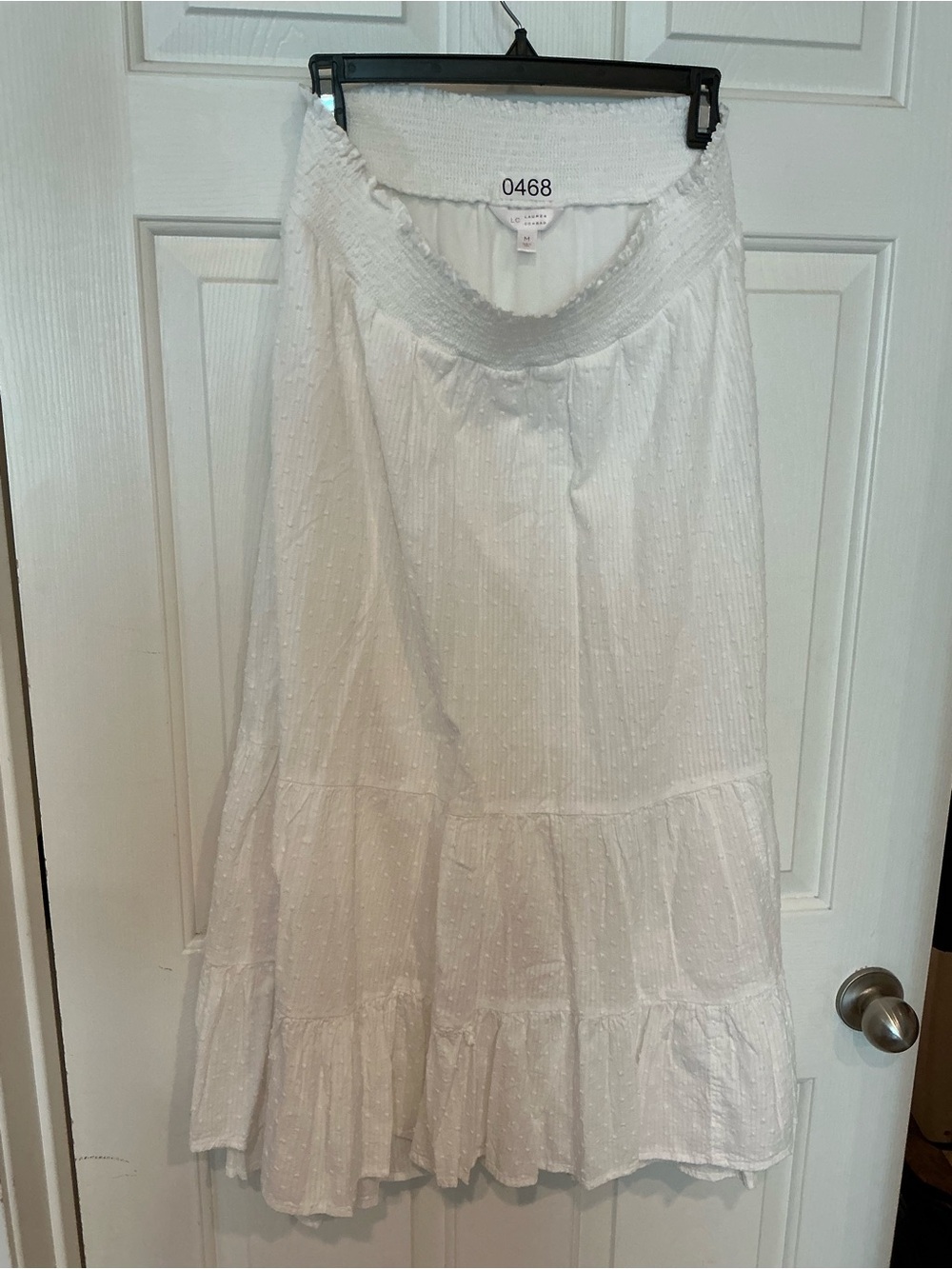 LC Lauren Conrad White Tiered Maxi Skirt with Shirred Waist